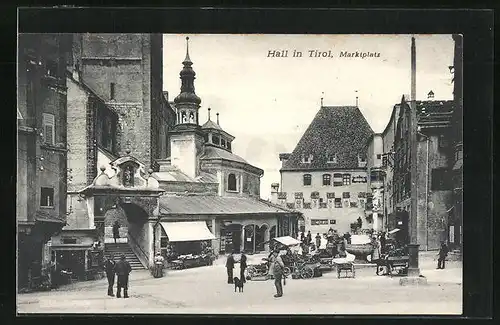 AK Hall, Marktplatz mit Geschäft