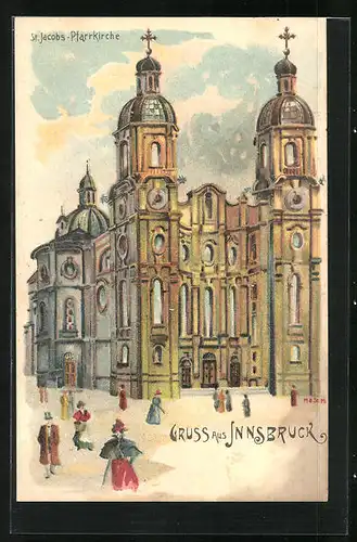 Lithographie Innsbruck, St. Jacobs-Pfarrkirche