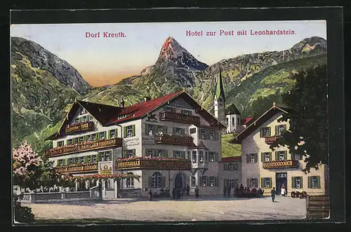 AK Kreuth i. B., Hotel zur Post mit Leonhardstein