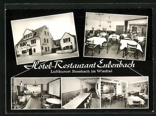 AK Rossbach / Wiedtal, Hotel-Restaurant Eulenbach, Innenansicht vom Speiseraum