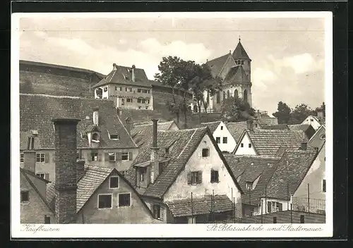 AK Kaufbeuren, St. Blasiuskirche und Stadtmauer