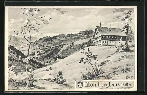 Künstler-AK Carl Moos: Blomberghaus mit Blick ins Tal