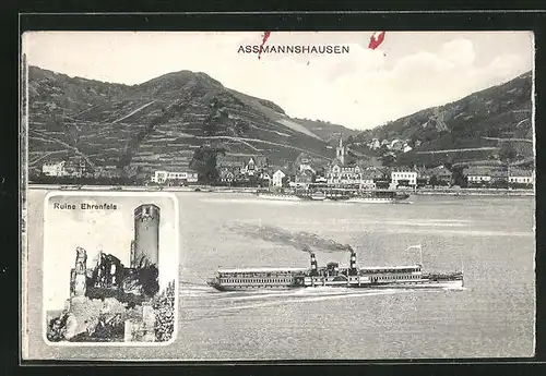 AK Assmannshausen, Ruine Ehrenfels und Panorama