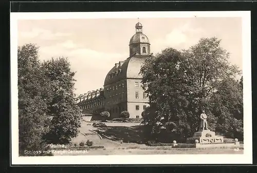 AK Gotha, Schloss mit Kriegerdenkmal