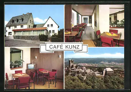 AK Greifenstein, Pension und Cafe Kunz mit Totalansicht