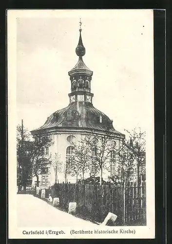 AK Carlsfeld / Erzgebirge, historische Kirche