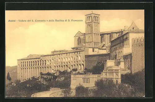 AK Assisi, Veduta del S. Convento e della Basilica di S. Francesco