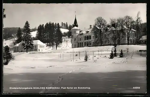 AK Spital am Semmering, Kindererholungsheim Schloss Sommerau im Winterglanz