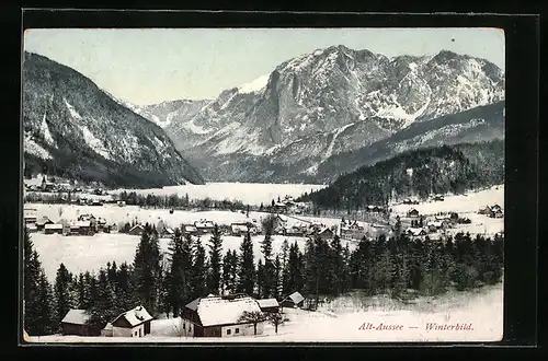 AK Altaussee, Salzkammergut, Teilansicht im Schnee
