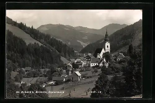 AK Breitenau am Hochlantsch, St. Ehrhard mit Bergpanorama