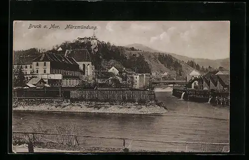 AK Bruck a. Mur, Ortspartie an der Mürzmündung