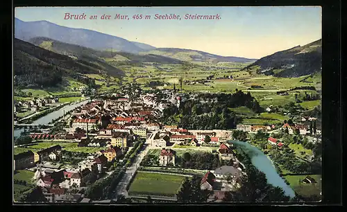 AK Bruck a. Mur, Panorama aus der Luft gesehen