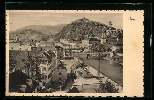 AK Graz, Teilansicht mit Schlossberg