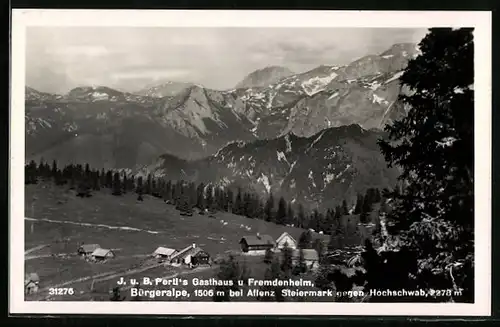 AK Aflenz, J. u. B. Pertl's Gasthaus, Bürgeralpe