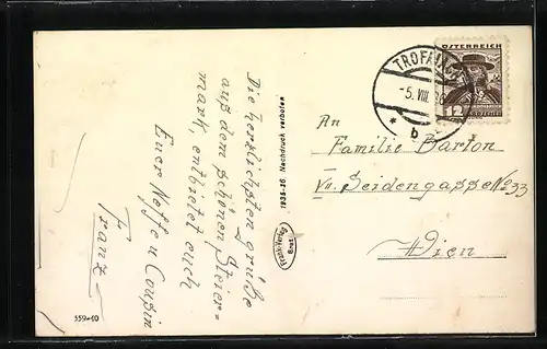 AK Trofaiach, Panorama mit Blick auf Gmeingrube und Reichenstein