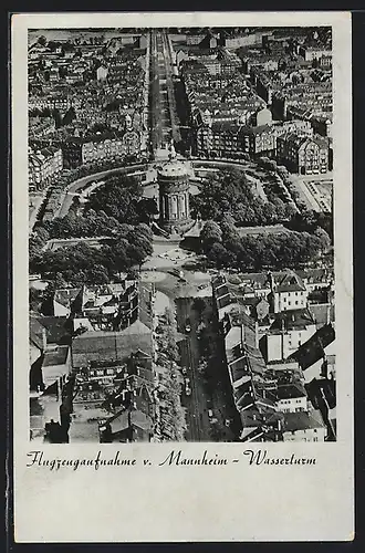 AK Mannheim, Wasserturm, Fliegeraufnahme