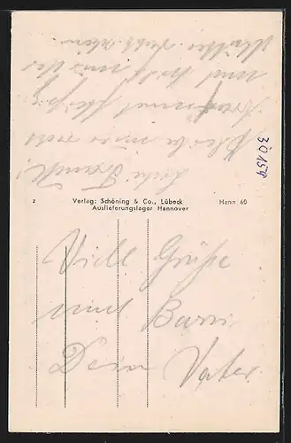 AK Hannover, Alte Häuser am Markt mit Brunnen