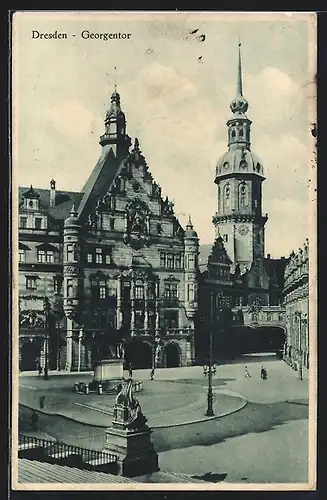 AK Dresden, Georgentor mit Denkmal