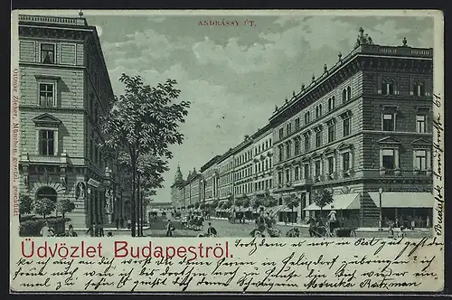 Mondschein-Lithographie Budapest, Andrássy út