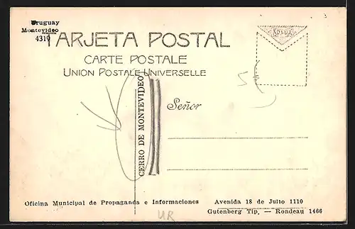 AK Cerro de Montevideo, Ortspartie mit Schafen