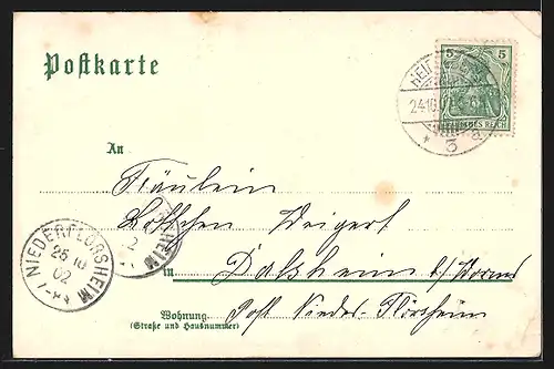 Lithographie Heidelberg, Totalansicht aus der Vogelschau, Gaudeamus igitur