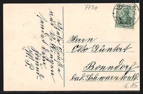 AK Villingen, Blick in die Niedere Strasse