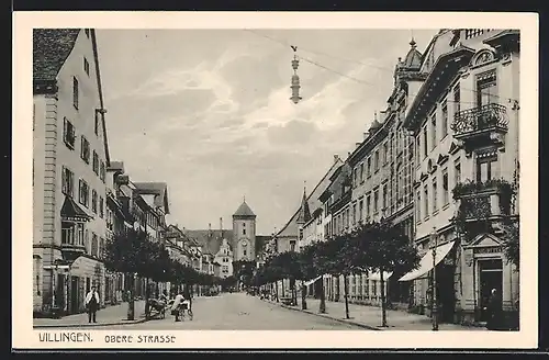 AK Villingen, Obere Strasse mit Geschäft von Carl Butta