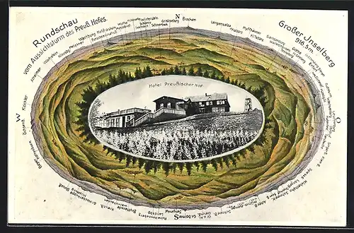 AK Inselsberg, Hotel Preussischer Hof, Rundschau vom Inselsberg