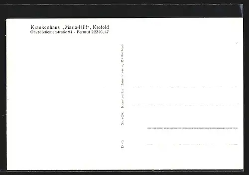 AK Krefeld, Krankenhaus Maria-Hilf, Oberdiessemerstrasse 94, Vorderansicht
