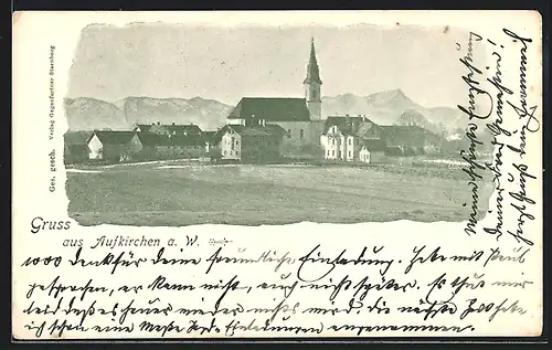 AK Aufkirchen, Ortspartie mit Kirche