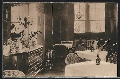 AK Krefeld, Cafe Deutscher Kronprinz, Innenansicht