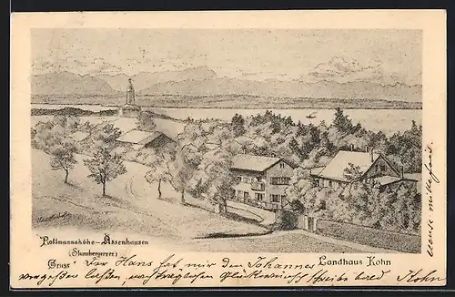 AK Rottmannshöhe-Assenhausen, Teilansicht mit Landhaus Kohn