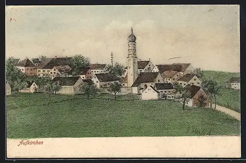 AK Aufkirchen, Teilansicht mit Kirche