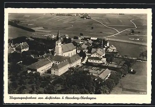 AK Aufkirchen b. Starnberg, Flugzeugaufnahme der Ortschaft