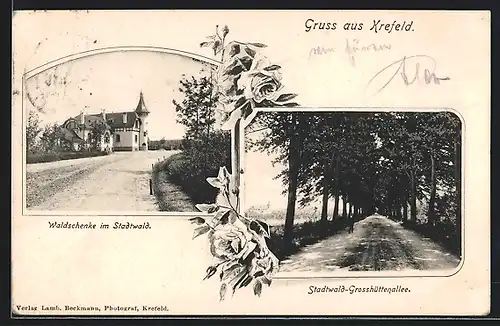 AK Krefeld, Gasthaus Waldschenke am Stadtwald, Grosshüttenallee
