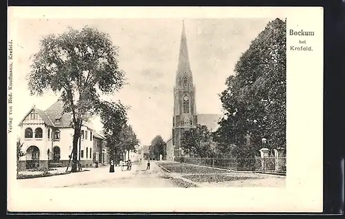 AK Bockum bei Krefeld, bei der Kirche