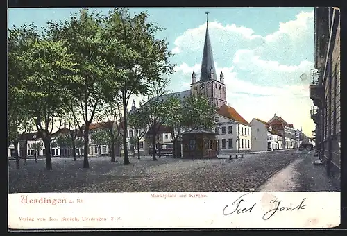 AK Uerdingen a. Rh., Marktplatz mit Kirche