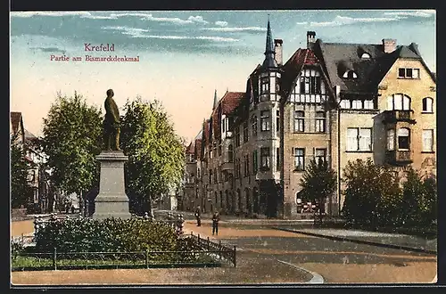 AK Krefeld, Partie am Bismarckdenkmal