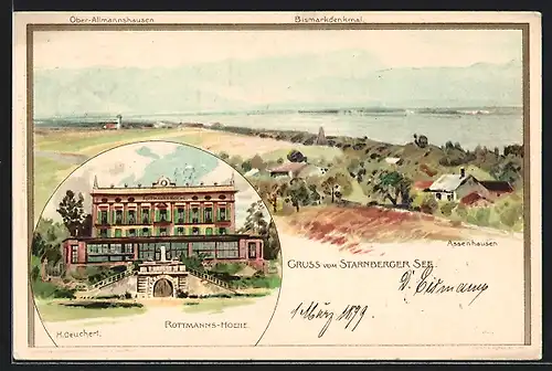 Künstler-AK Heinrich Deuchert: Assenhausen, Hotel Rottmanns-Höhe, Totalansicht