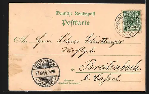 Lithographie Homberg, Kirche, Ruine, Seminar