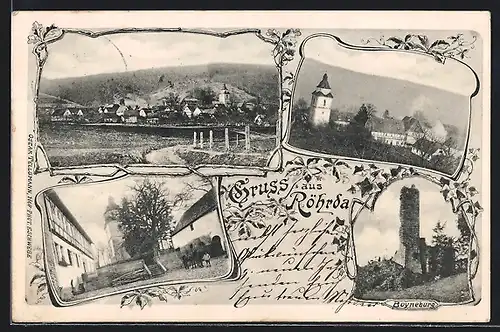 AK Röhrda, Ortspartie mit Kirche, Strassenpartie, Boyneburg