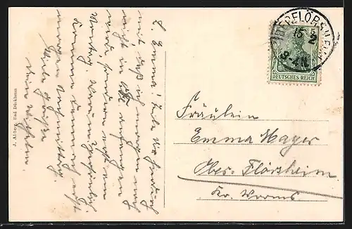 AK Monsheim, Hauptstrasse, Schlossturm und Villa Friedener