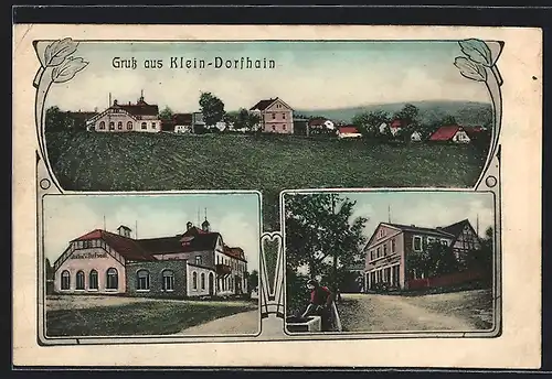 AK Klein-Dorfhain, Gasthof und Ballsaal, Teilansicht, Ortspartie