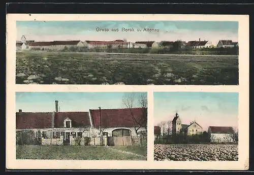 AK Boragk / Altenau, Panorama, Gut und Kirche