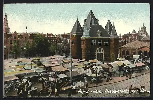AK Amsterdam, Nieuwmarkt met Waag, Marktszene