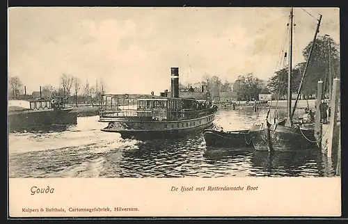 AK Gouda, De Ijssel met Rotterdamsche Boot