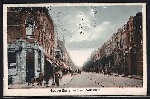 AK Rotterdam, Nieuwe Binnenweg mit Cafe