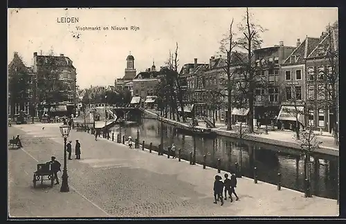 AK Leiden, Vischmarkt en Nieuwe Rijn