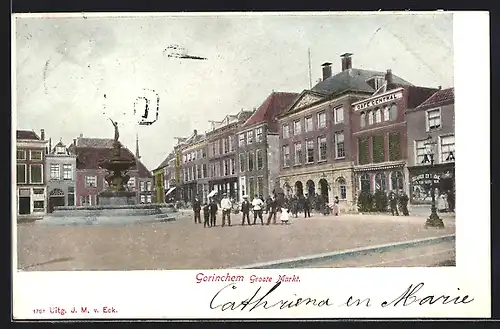 AK Gorinchem, Groote Markt mit Brunnen