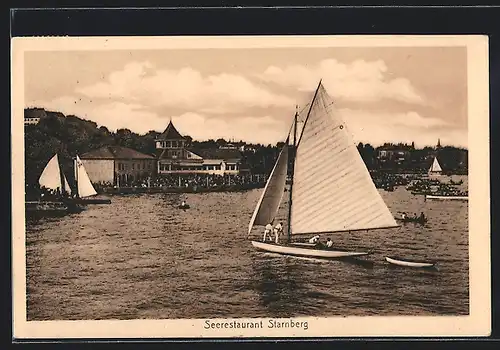 AK Starnberg, Seerestaurant mit Segelbooten